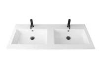 Procasa Quadra table vasque marbre de synthèse avec 2 vasques 1400 x 500 mm - blanc