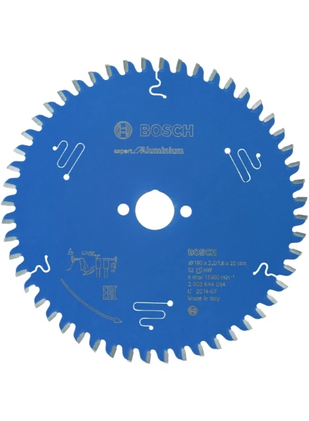 Lame de Scie Circulaire Expert pour Aluminium, 160 x 20 x 2,2 mm, 52D