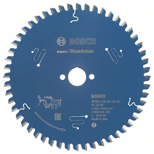 Lame de Scie Circulaire Expert pour Aluminium, 165 x 20 x 2,6 mm, 52D