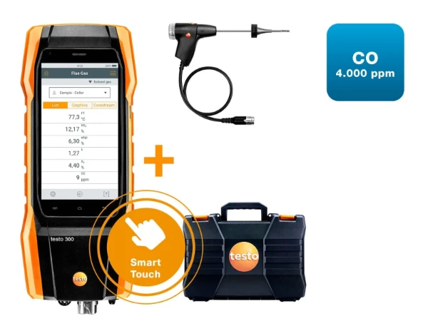 Testo 300 set rookgasanalyser met koffer en toebehoren