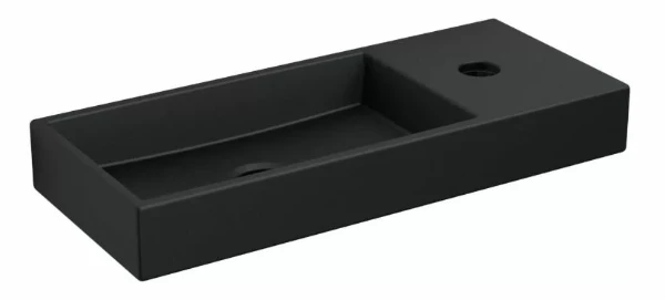 CL/03.12236 Clou Mini Wash Me opzet-/wandwastafel 450 x 190 x 60 mm - zwart mat - keramiek - met kraangat rechts - zonder overloop