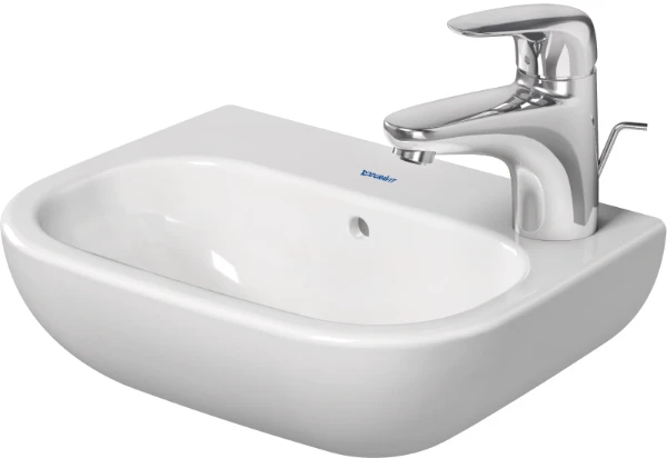 Duravit D-code lave-mains 360 x 270 mm - blanc - avec trou de robinet droite - avec trop-plein