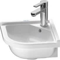 Duravit Starck 3 lave-mains d'angle 430 x 380 mm - blanc - avec trou de robinet - avec trop-plein