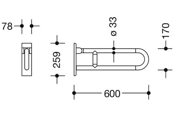 98 Hewi serie 801 opklapbare steun - draaibaar 600 mm - signaalwit