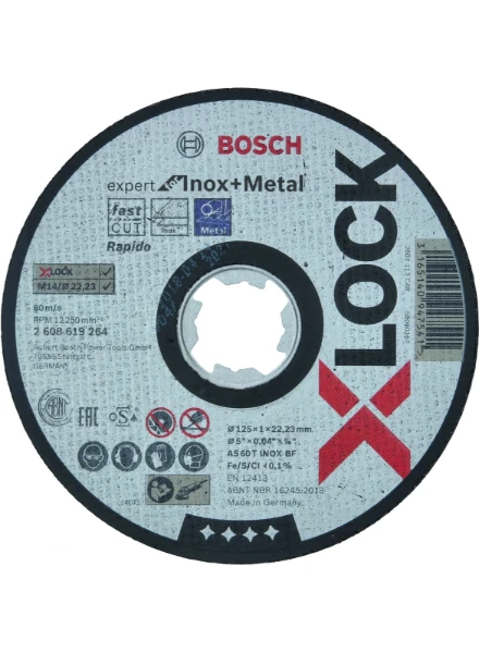 Bosch XLK X-Lock disque à tronçonner Metal & Inox 125 x 1 x 22.23 mm