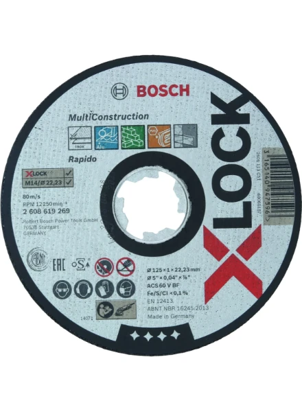 Bosch XLK X-lock disque à tronçonner MultiConstruction 125 x 1 x 22.23 mm