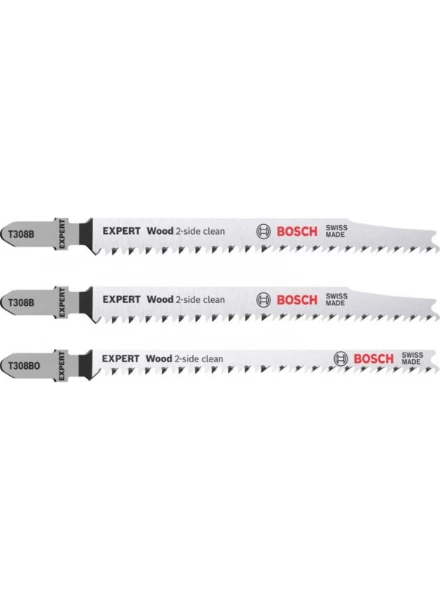 Bosch T lame de scie sauteuse T308B/T308BO Wood 2x clean side - prix par set de 3 pièces