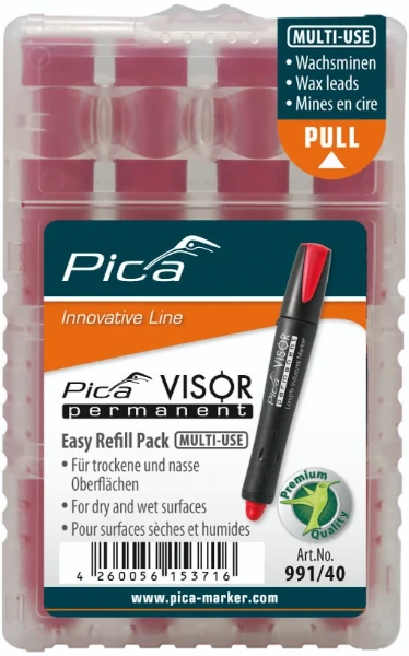 Pica Visor permanent refills - rood - prijs per set van 4 stuks