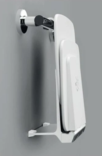 Aquaware serie 300 opklapbaar douchezitje vr montage op beugels v 30-34mm dik - wit/chroom