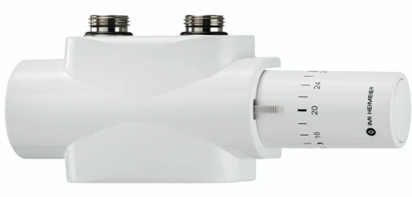 Heimeier Multilux 4 vanne raccordement radiateur 50-100% - raccordement sol/mur - blanc - incl tête thermostatique Halo - blanc - 1/2 x EK3/4