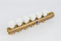 Begetube collecteur et laiton avec vannes thermostatisables intégrées avec purge 4/4 - 6 x M24