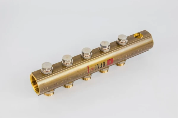 Begetube collecteur en laiton avec vannes de réglage intégrées avec purge 5/4 - 5 x M24