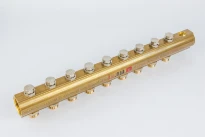 Begetube collecteur en laiton avec vannes de réglage intégrées avec purge 5/4 - 9 x M24