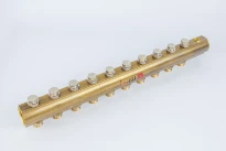 Begetube collecteur en laiton avec vannes de réglage intégrées avec purge 5/4 - 10 x M24