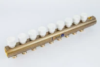 Begetube collecteur en laiton avec vannes thermostatisables intégrées avec purge 5/4 - 9 x M24