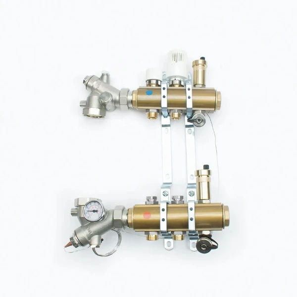BEGETUBE Unité de raccordement "Confort" pour le chauffage par le sol avec collecteurs de 5/4", 3 circuits avec sorties de M24 M, incl. 2 purgeurs manuels.