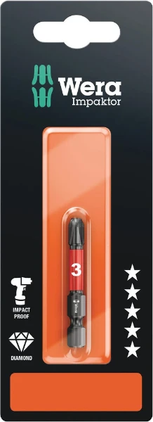 Wera 851/4 IMP DC PH 3 x 50 mm SB Bits for Phillips screws, Impact