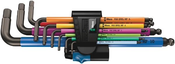 Wera 950/9 Hex-Plus Multicolour HF 1 set de clés mâles coudées pour vis à 6 pans, métrique, BlackLaser, avec fonction de retenu