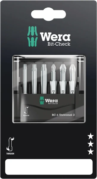 Wera Bit-Check 6 Universal 2 SB Bits for PH/PZ/TX screws