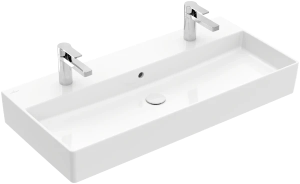 Villeroy & Boch Memento 2.0 lavabo 1000 x 470 mm - blanc - 2 trous de robinet - avec trop-plein
