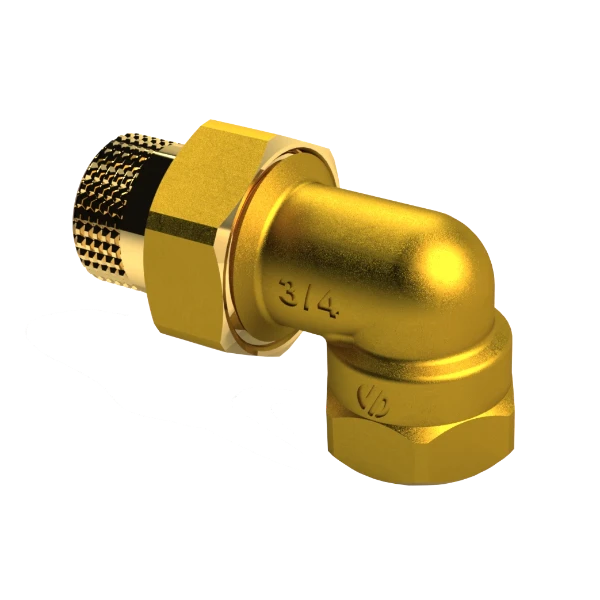 ProOne Brassline messing 3-delige haakse koppeling conisch dichtend MF 1/2 x 1/2 (zak 5st) - prijs per stuk - enkel geschikt voor water