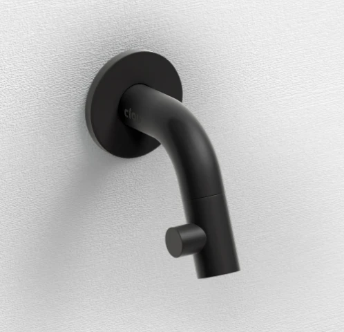 Clou Kaldur robinet eau froide mural - bec 74 mm - noir mat