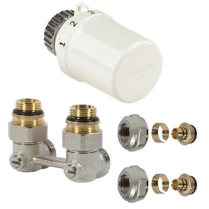 Honeywell kit radiateur de raccordement avec bloc-H 1/2 x EK3/4 - modèle mural - Thera 6 tête thermostatique - 16x2 raccords tuyau multicouche