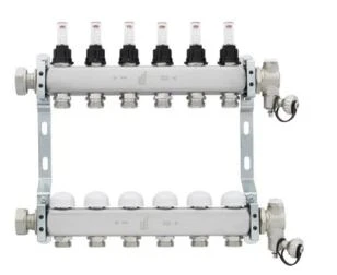 OB-50312 Radson UFH vloerverwarmingscollector 4/4 - 12 x EK3/4 - met debietmeter en manuele ontluchter