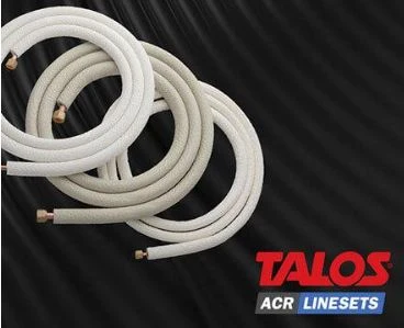 Talos ACR Linesets Twin geisoleerde koper koelleiding met flairkoppeling 3/8 x 5/8 (rollengte 5m) - wit - met isolatie Pe-X - prijs per rol
