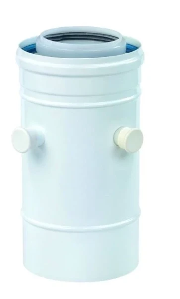 Ubbink Rolux concentrisch PP/Staal aansluitstuk met meetnippels 60/100 mm