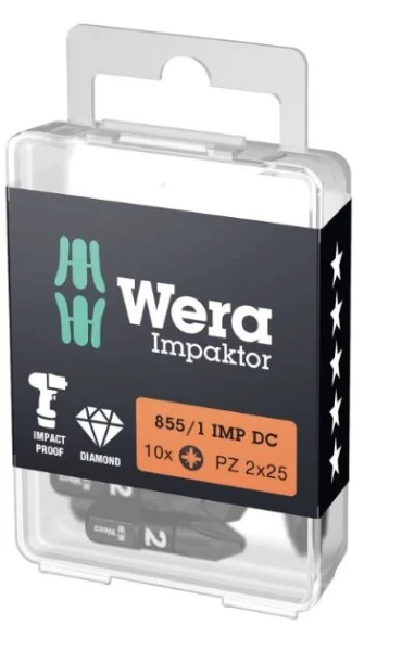 Wera 855/1 IMP DC PZ Embouts DIY Impaktor - 2 x 25 mm DIY-Box - Boîte de 10p