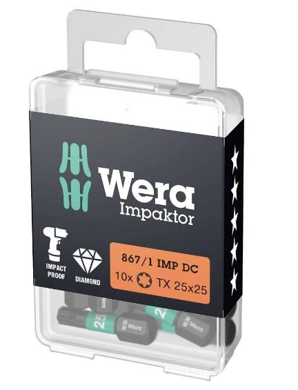 WER05057625001 Wera 867/1 IMP DC TORX® DIY Impaktor Bits - TORX 25 x mm DIY-Box - Doos van 10st
