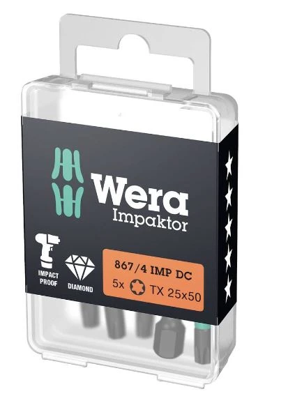 WER05057664001 Wera 867/4 IMP DC TORX® DIY Impaktor Bits - TORX 20 x 50 mm DIY-Box - Doos van 5st