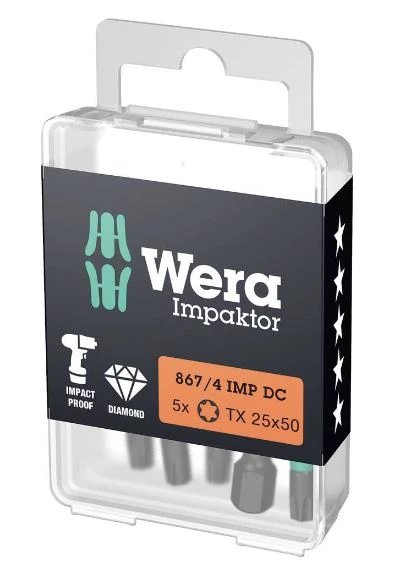 WER05057665001 Wera 867/4 IMP DC TORX® DIY Impaktor Bits - TORX 25 x 50 mm DIY-Box - Doos van 5st