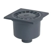 SIPHON DE SOL 200 - 200 o MM gris fonce pvc modele avec grande chambre d'equilibre