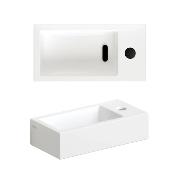 Clou Flush 3 lave-mains 360 x 180 x 90 mm - cuvette gauche - blanc mat - céramique - avec trou de robinet - sans trop-plein - avec bouchon