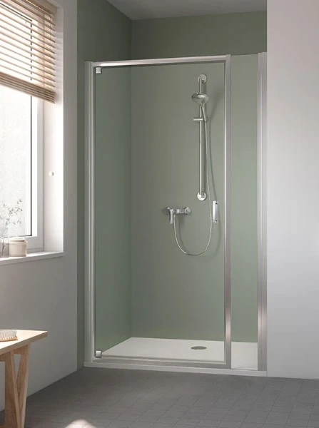 ST1OP09019VPK Kermi Stina 1OP pendeldeur 900 x 1950 mm - verstelbaarheid 860-910 mm - SIHG ESG helder Clean draaideur vast segment - profiel : zilver hoogglans