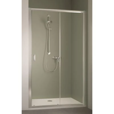 STG2D10019VPK Kermi Stina G2D schuifdeur 1000 x 1950 mm - verstelbaarheid 960-1010 mm - SIHG ESG helder Clean 2-delig met vast segment - profiel : zilver hoogglans