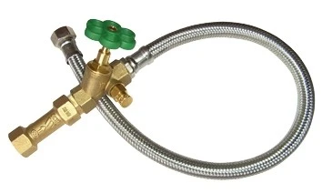 Fixaflex SAN Raccoset avec flexible inox 3/4 x 3/4 et raccord compteur à boisseau sphérique 3/4" - 800 mm - Belgaqua - robinet d'arret/clapet anti-retour/flexible