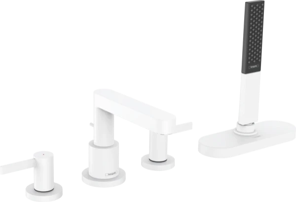 Hansgrohe Finoris mitigeur bain 4-trous sur gorge avec S-Box  - blanc matt