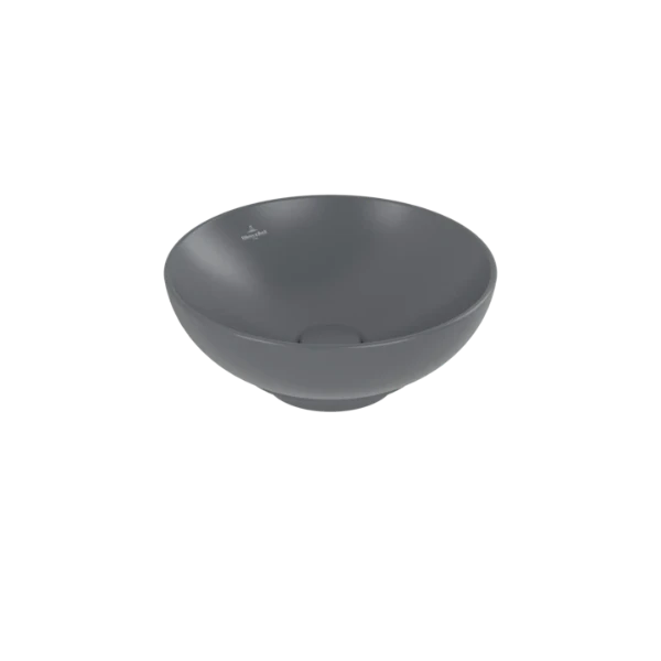 Villeroy & Boch Loop & Friends lavabo à poser rond 380 mm - Graphite CeramicPlus - sans trou de robinet - avec trop-plein
