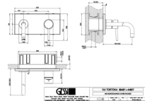 GESSI Via Tortona Parties apparentes pour mitigeur lavabo mural avec bec long sans vidage. Noir XL