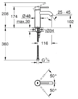 Grohe Essence New mitigeur lavabo taille-S - sans vidage - Supersteel