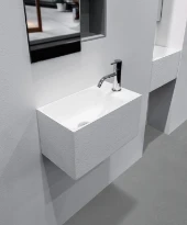 Antonio Lupi Calco lave-mains 450 x 250 mm - cuvette gauche - blanc - Flumood - sans trou de robinet - sans trop-plein