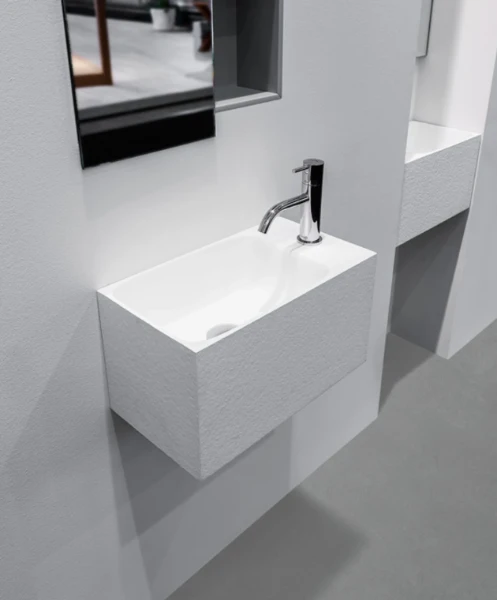 Antonio Lupi Calco handenwasser 450 x 250 mm - waskom links - wit - Flumood - zonder kraangat - zonder overloop
