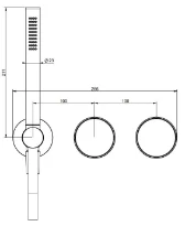 Gessi Origini finition mitigeur de douche mural 2 sorties avec inverseur, sortie coudée et support douchette. Insert en finition inclus. Combiner avec finitions differentes avec insert 66600 ou insert
