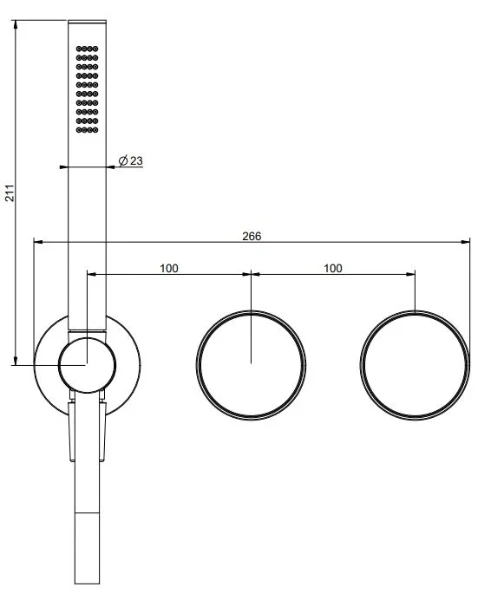 Gessi Origini finition mitigeur de douche mural 2 sorties avec inverseur, sortie coudée et support douchette. Insert en finition inclus. Combiner avec finitions differentes avec insert 66600 ou insert