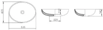 Conima Thin Oval lavabo à poser 535 x 415 x 140 mm - noir mat - porcelaine - sans trou de robinet - sans trop-plein