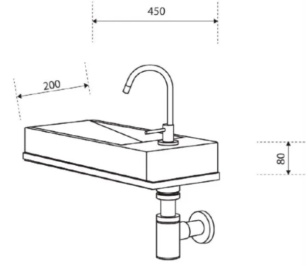 Conima Nevada ensemble lave-mains 450 x 200 x 80 mm - blanc - avec trou de robinet droite - sans trop-plein - avec robinetterie froide chromé Neva