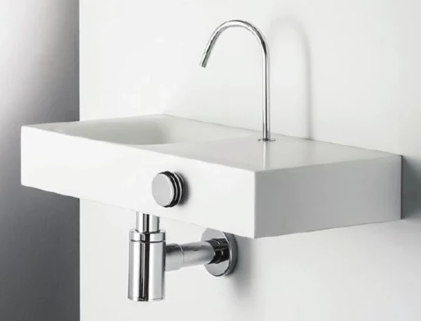 Conima Duo-it ensemble lave-mains 500 x 230 x 80 mm - blanc - avec trou de robinet droite - sans trop-plein - avec robinetterie eau froide chromé